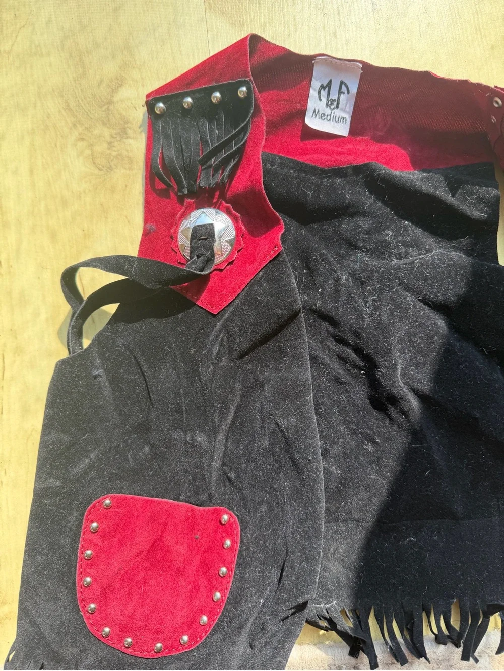 Kids Black and Red Western-Inspired Costume Overalls
